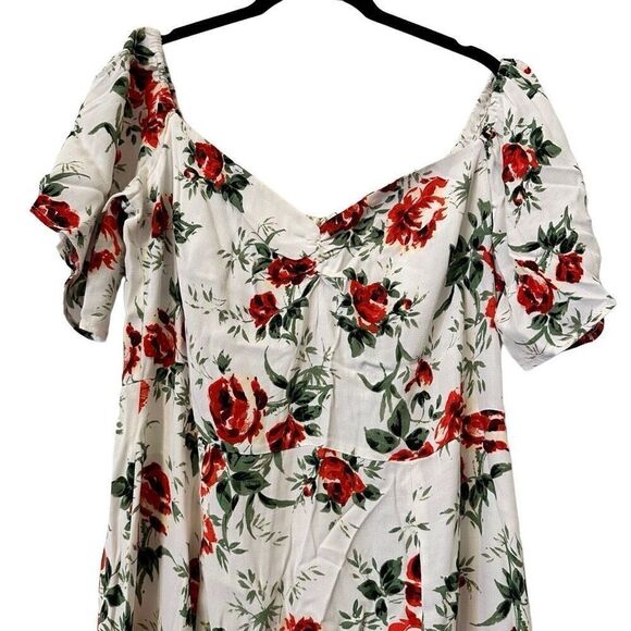 Topshop Floral Sweetheart Neck Side Slit Midi Dress Multicolor Size 10 - Picture 3 of 5